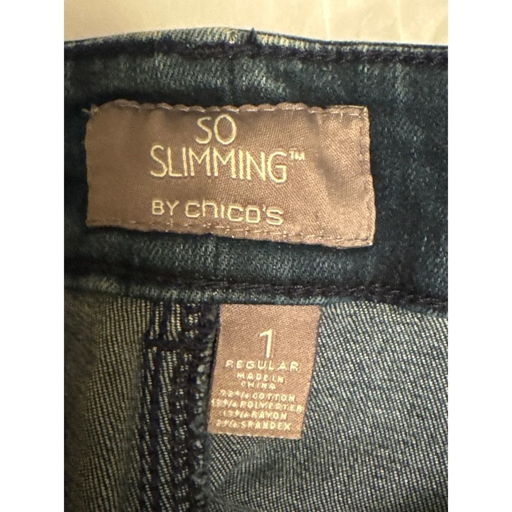 Chico's So Slimming Women's Dark Wash Denim Jeans Straight Leg Size 1 (8) Reg - Picture 5 of 5